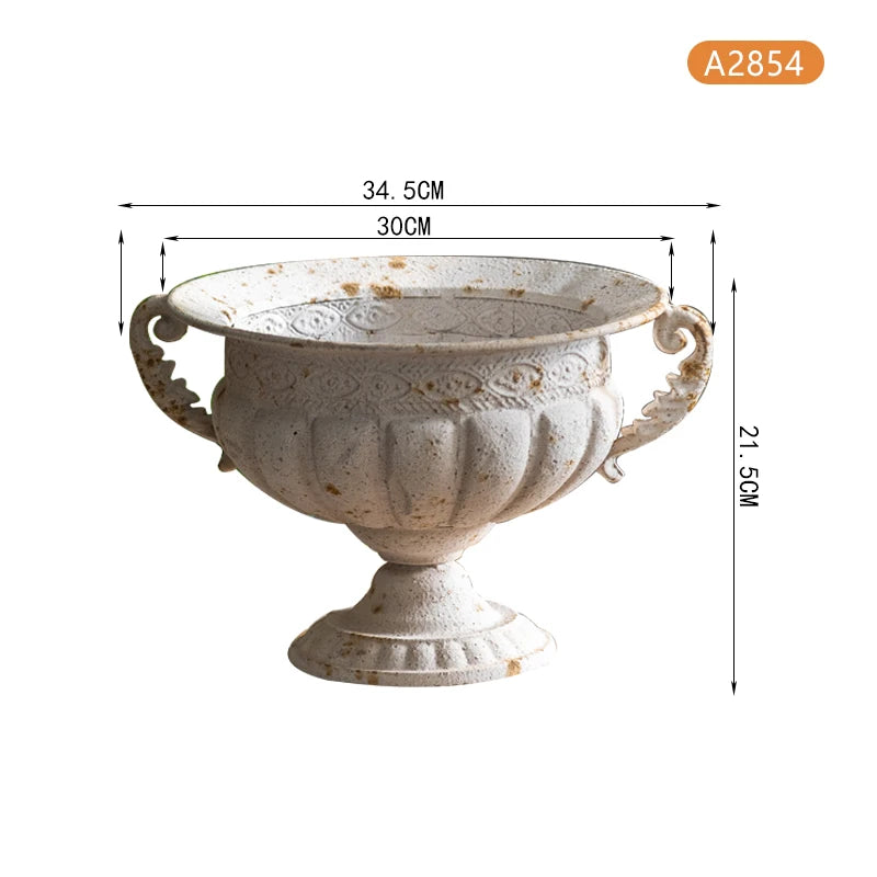 Antique Iron Vase – French Romantic Trophy Design