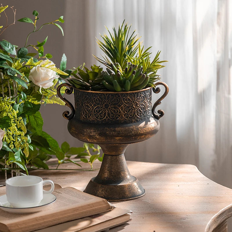 Antique Iron Vase – French Romantic Trophy Design
